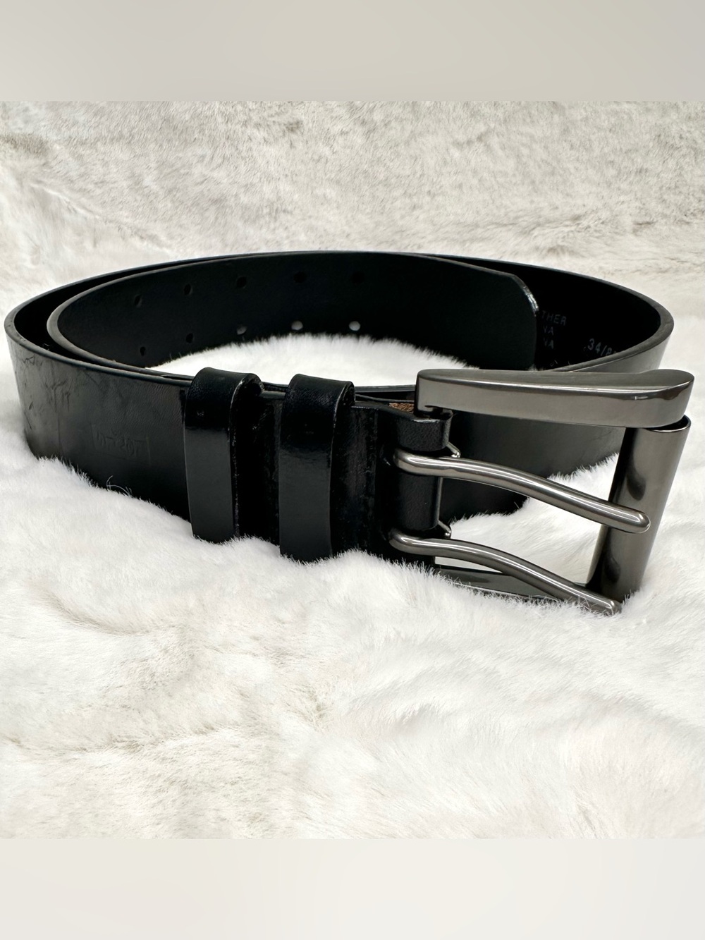Men's Levi’s Black Genuine Leather Double-Prong Belt Sz 34/85 NWOT